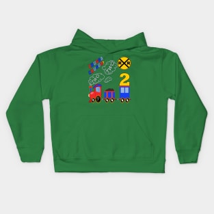 Kids 2 Year Old Train Birthday Kids Hoodie